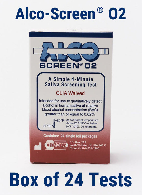 Alco-Screen .02 Saliva Alcohol Test Strips CLIA Waived & D.O.T. (24/Box)