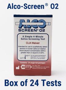 Alco-Screen .02 Saliva Alcohol Test Strips CLIA Waived & D.O.T. (24/Box)